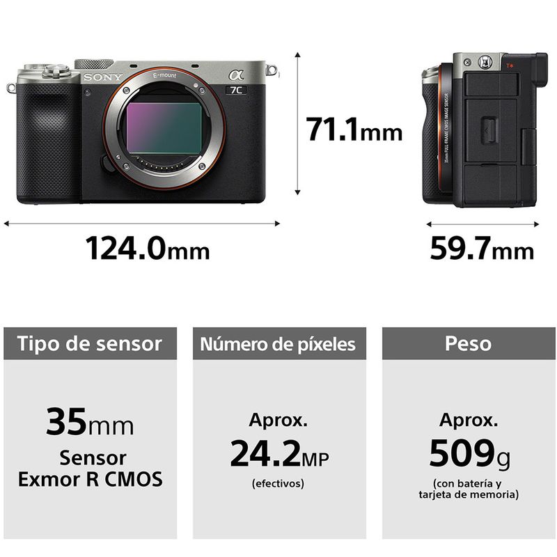 Cámara Digital Mirrorless Full Frame ILCE-7C A7C (Sólo body)